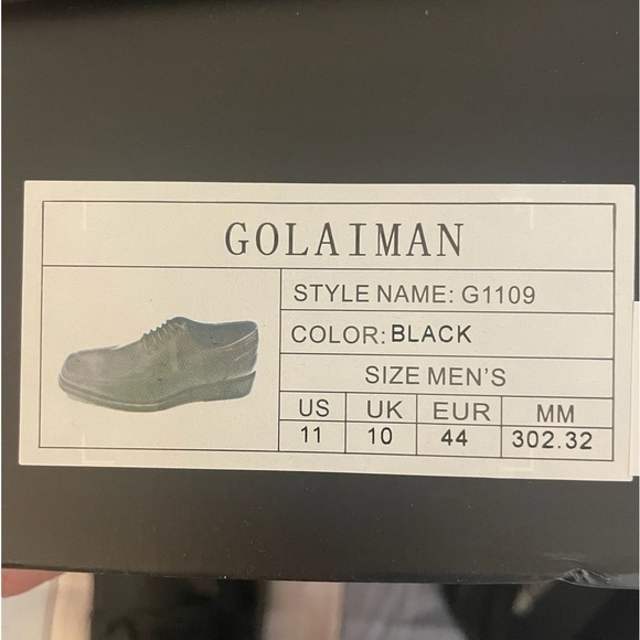 NIB Golaiman Men’s Lace Up Square Toe Oxford Dress Shoes Black Size 10 - Picture 6 of 7